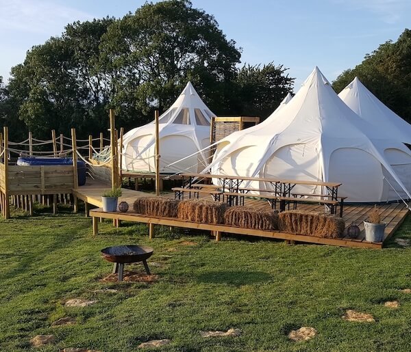 Lotus Belle Tent glamping with hot tub in the Cotswolds, Oxfordshire