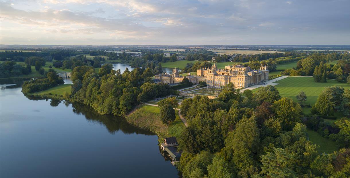  Aerial view of Blenheim Palace in the Cotswolds at Woodstock, Oxfordshire